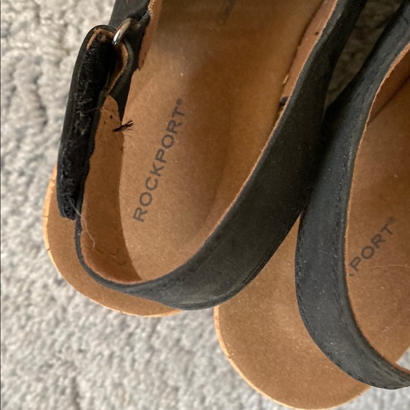 Rockport Black and Tan Perforated Wedge Sandals - Picture 2 of 4